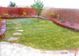 Sod and planter installation by Rising Sun Landscaping & Maintenance