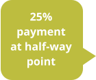 25% payment at half-way point